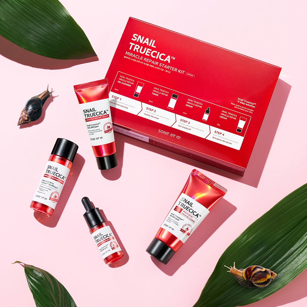 Bộ 4 sản phẩm dưỡng ốc sên toàn diện Some By Mi Snail Truecica Miracle Repair Starter Kit mini size