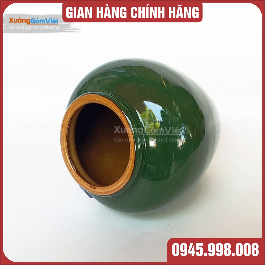 Lu uống bia kiểu mới - sáng tạo mới của gốm Bát Tràng-hàng vuốt tay dung tích 400ml - MÀU XANH LÁ ĐẬM - XƯỞNG GỐM VIỆT