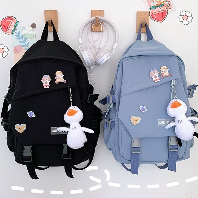 Balo ulzzang cao cấp chống nước Chen&Hao ( kèm sticker cài ) ULZZ09