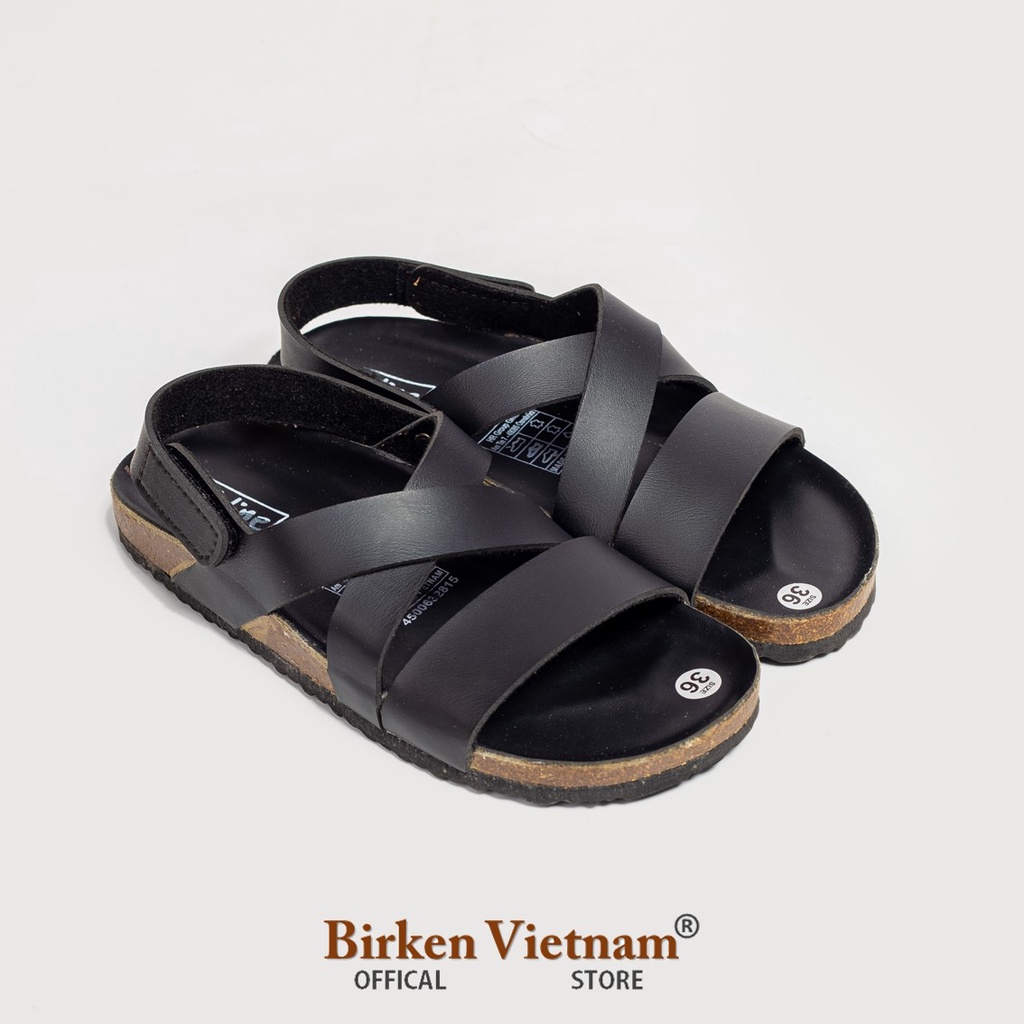 MÃ PU21 Sandal DA PU Đế Trấu Quai Ngang Khóa Dán Unisex Birken Vietnam Bioline