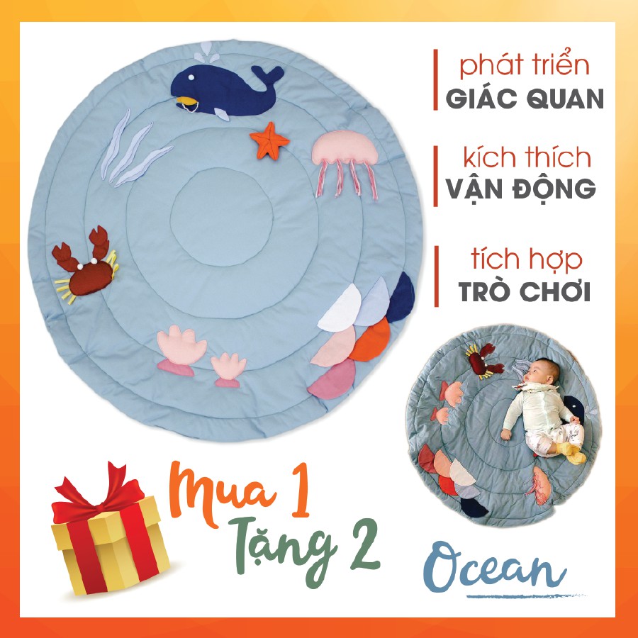 Thảm chơi cho bé ⚡HÀNG CAO CẤP⚡phát triển giác quan chủ đề Sinh vật biển, đồ chơi Pupei