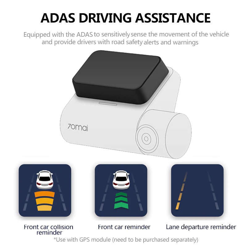 Camera hành trình 70mai A500S FULL trước - sau BẢN QUỐC TẾ , Ghi hình 2K, Tích hợp GPS