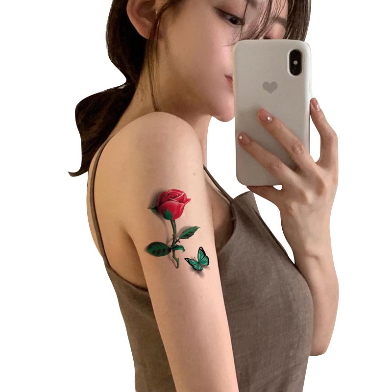 Ahellogirl Sticker Dán Hình Xăm Tạm Thời Hình Hoa Chống Thấm Nước 10cm * 6cm