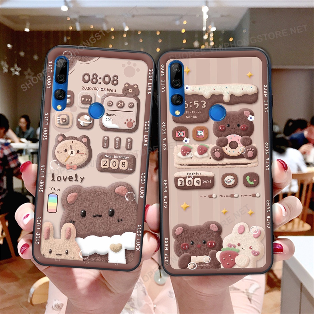 Ốp lưng Huawei Y9 2019 / Y9 Prime 2019 in họa tiết caro,chú gấu cực đáng yêu / ốp gấu cute giá rẻ siêu bền