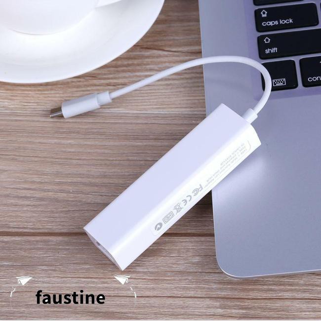 USB-C USB 3.1 Type C to USB RJ45 Ethernet Lan Adapter Hub Cable for Macbook PC Type-C port