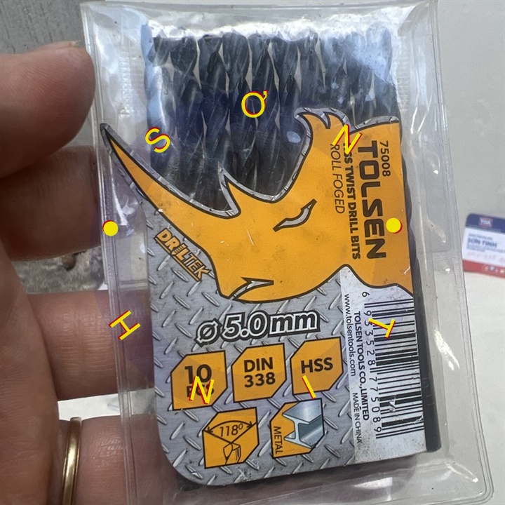 Mũi khoan sắt đen 5 mm HSS tolsen 75008 [ bán lẻ 1 cây]