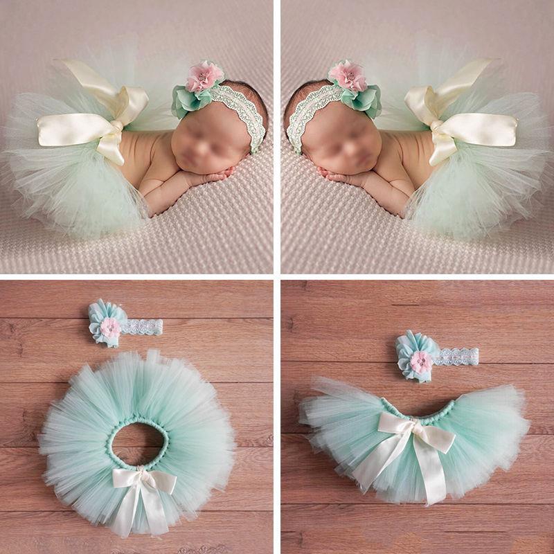 Bé gái sơ sinh hoa headband Tutu Váy trang phục Ảnh Nhiếp ảnh Prop