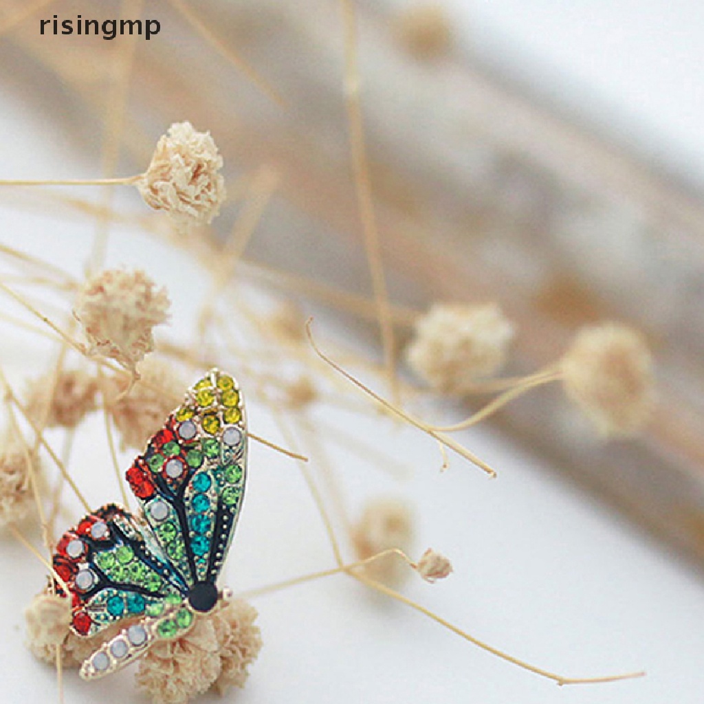 Bông Tai Hình Cánh Bướm Bằng Kim Loại Đính Đá Thời Trang Cho Nữ ♨Nóng Bỏng