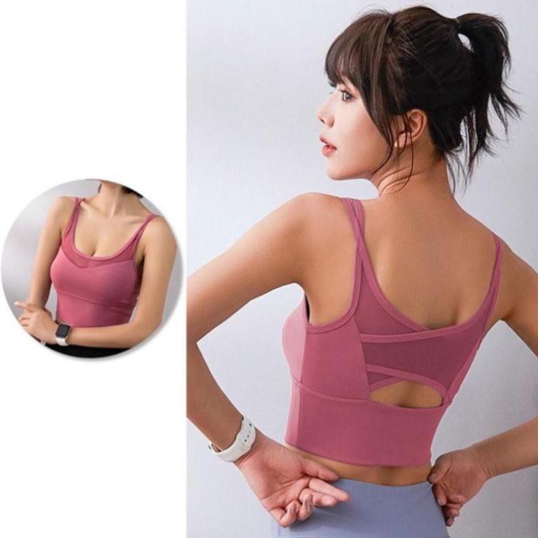 [Hàng Quảng Châu] Áo tập gym, yoga nữ Runing sport AB003 phối lưới áo bra sexy mềm mại khi đi tập Hoashop66