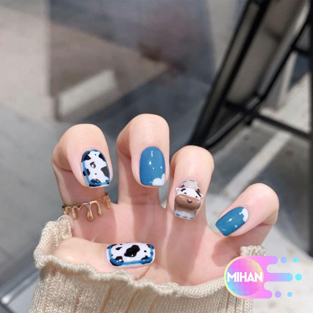 [Hàng mới về] Hộp 24 đầu móng tay giả dáng vuông chuyên dụng trang điểm cho nữ