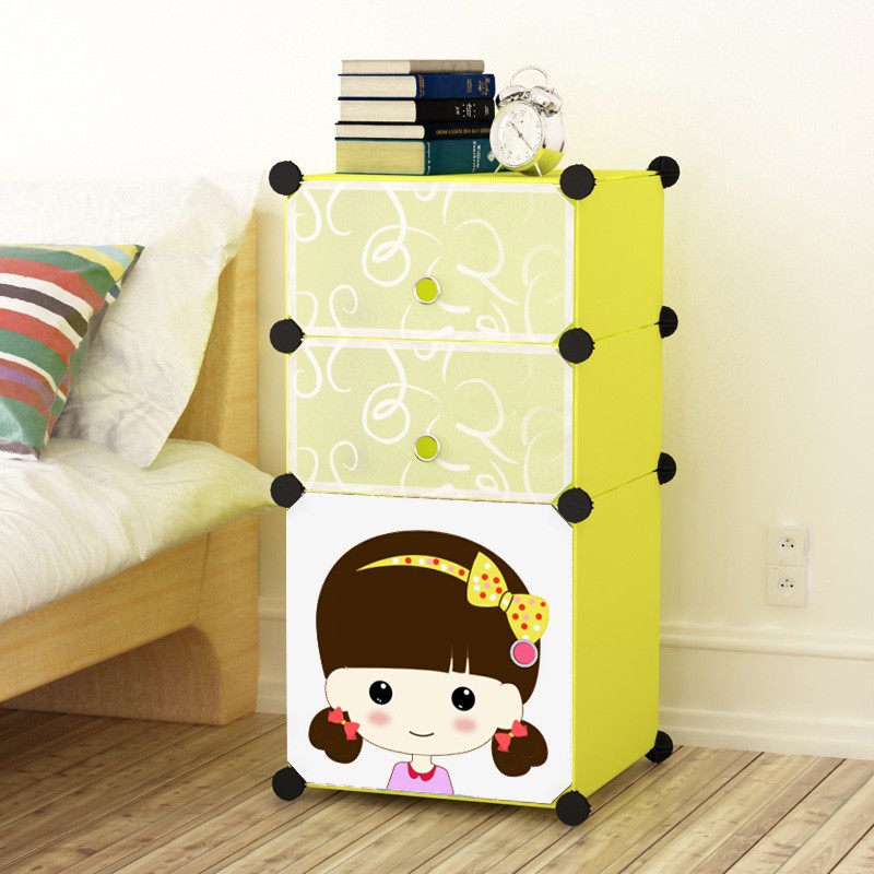 tủ đầu giường hoạt hình lưu trữ đơn giản mini đựng đồ phòng ngủ bằng nhựa cho trẻ em