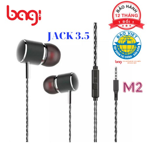 Tai nghe nhét tai Bagi cao cấp EXTRA BASS BM-M2 - Bảo hành chính hãng 12 tháng