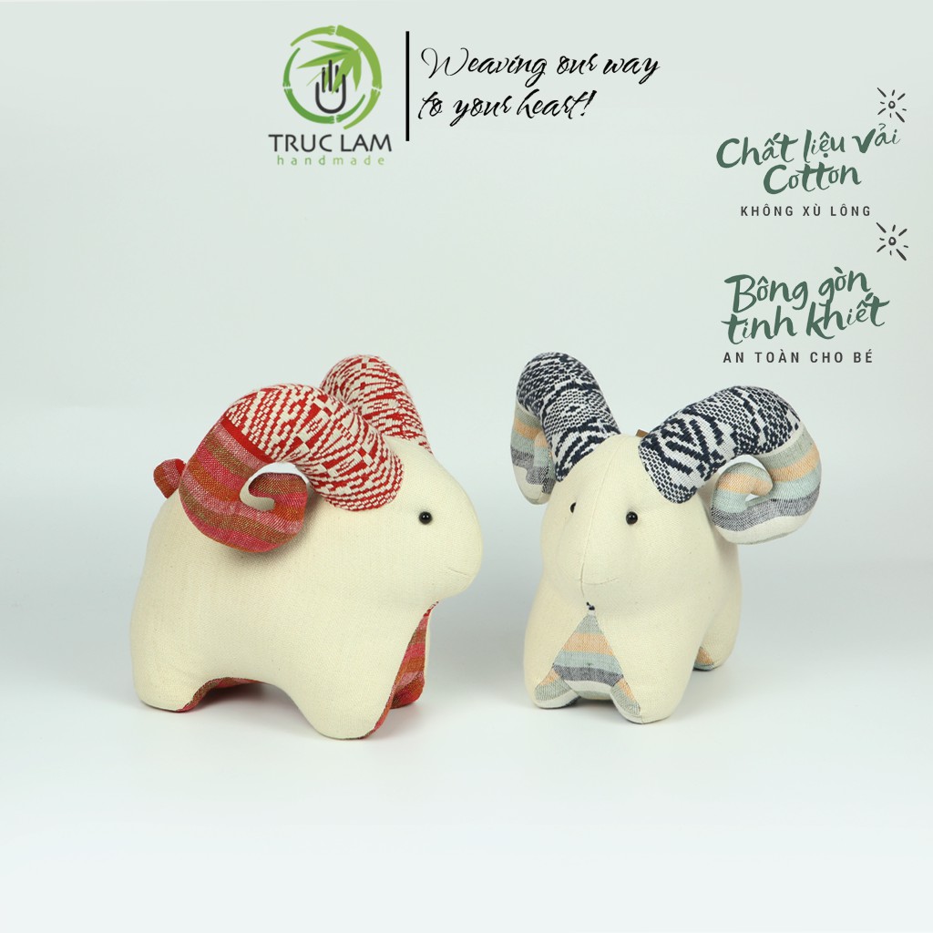 Đồ Chơi Cho Bé Thú Nhồi Bông Hình Dê Vải Thổ Cẩm Dệt Tay Bông Gòn Cao Cấp – Trúc Lâm Handmade