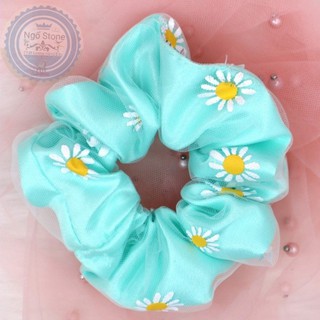 Cột Tóc Vải Scrunchies Hoa Cúc 2 Lớp
