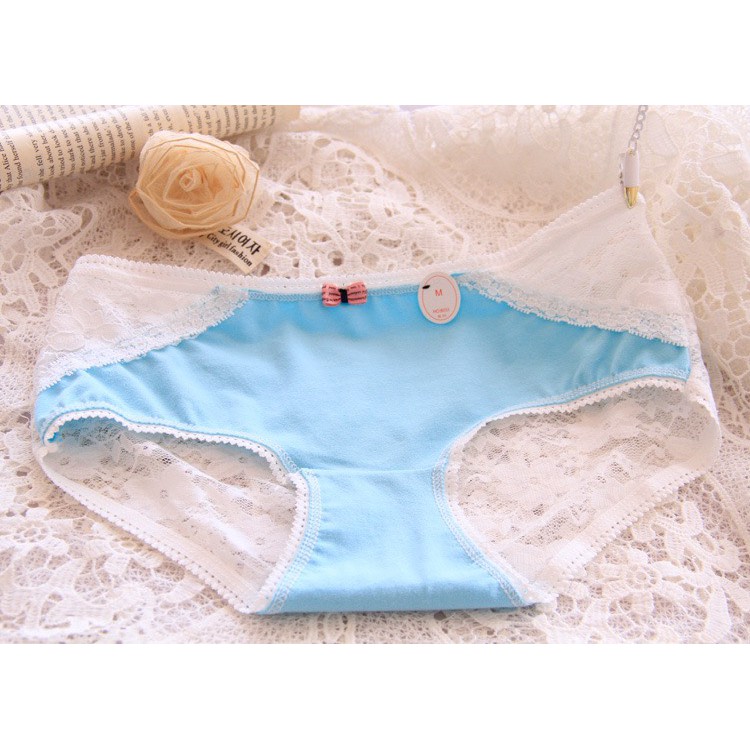 Quần Lót Ren Nữ phối Cotton đính nơ nhỏ đáng yêu gợi cảm sexy siêu nữ tính mã 8033