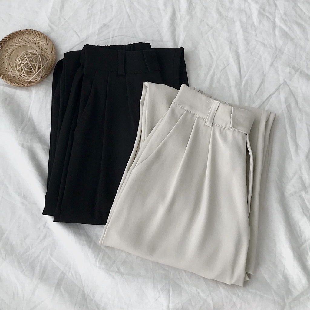 Quần Vải Ống Rộng MKUS Cạp Chun JEM CLOSET Phong Cách Teen Năng Động 3 Màu Be Đen Nâu 2868