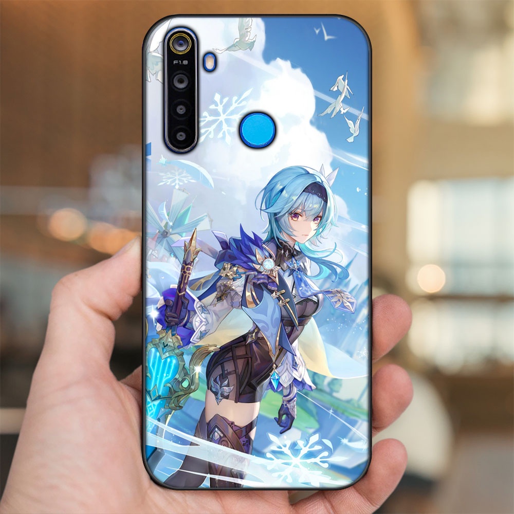 Ốp lưng Realme 5, 5 Pro viền đen in hình Eula Genshin Impact