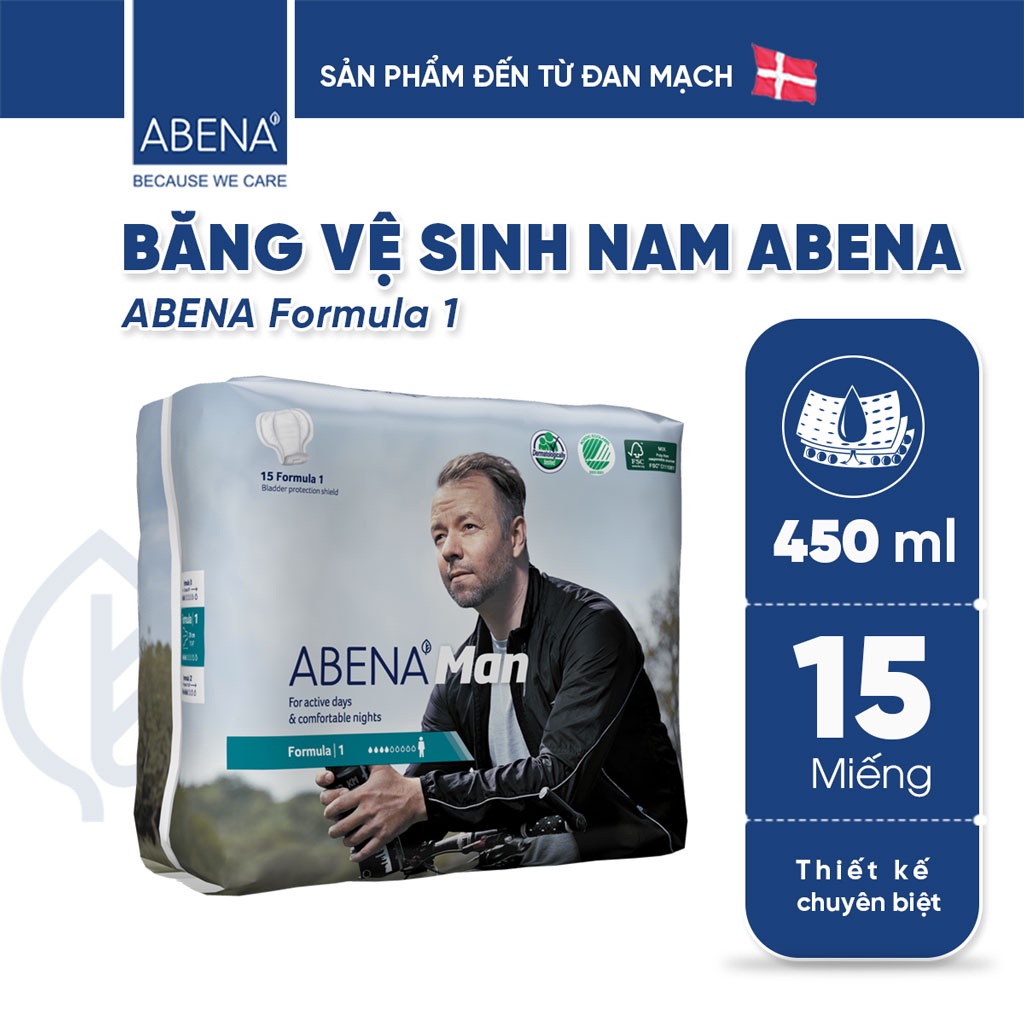 Băng vệ sinh nam Abena Man Formula 1 - Thấm hút 450ml (15 miếng) - Nhập Khẩu Đan Mạch