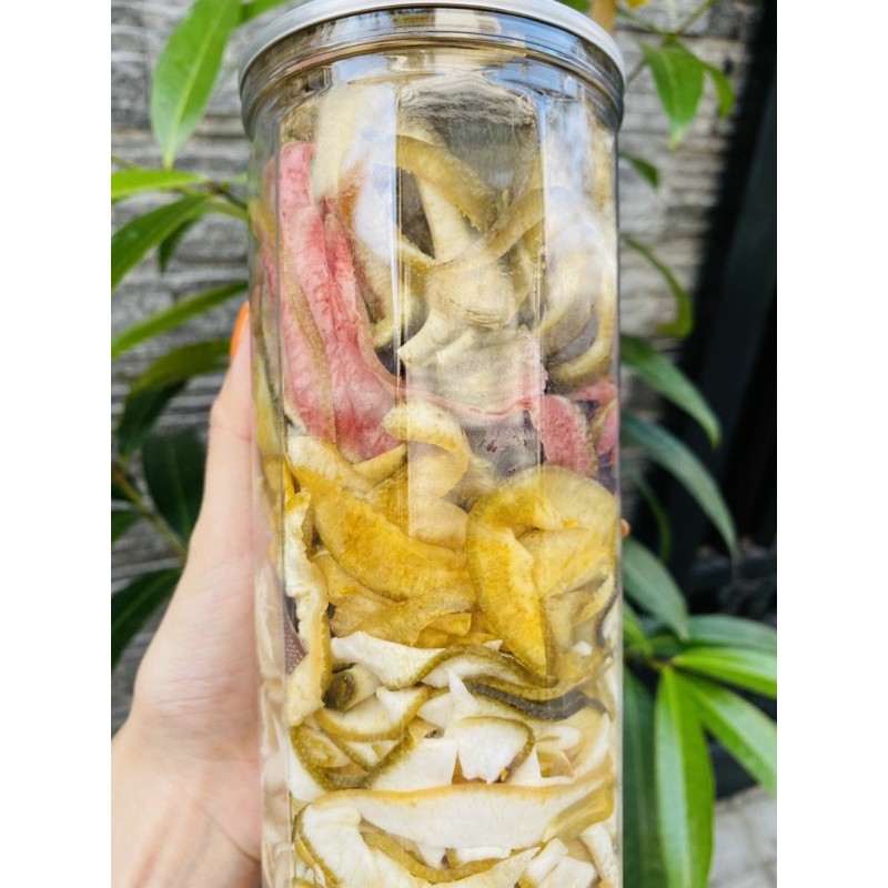 VỎ BƯỞI SẤY MIX 3 VỊ LON 500GRAM SIÊU NGON