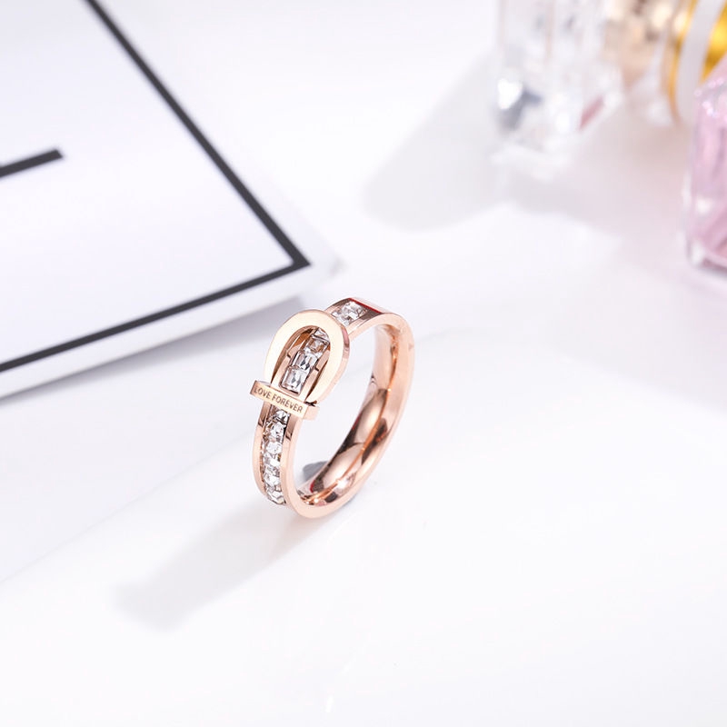 Nhẫn cặp đôi Hermes Love Forever Crystal Rose Gold Ring 8010RG  Fullbox