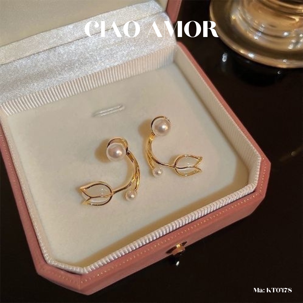 Khuyên tai nữ, Bông tai nữ bạc 925 vành tai hoa sen thanh lịch Trang sức Ciao Amor - KT0478