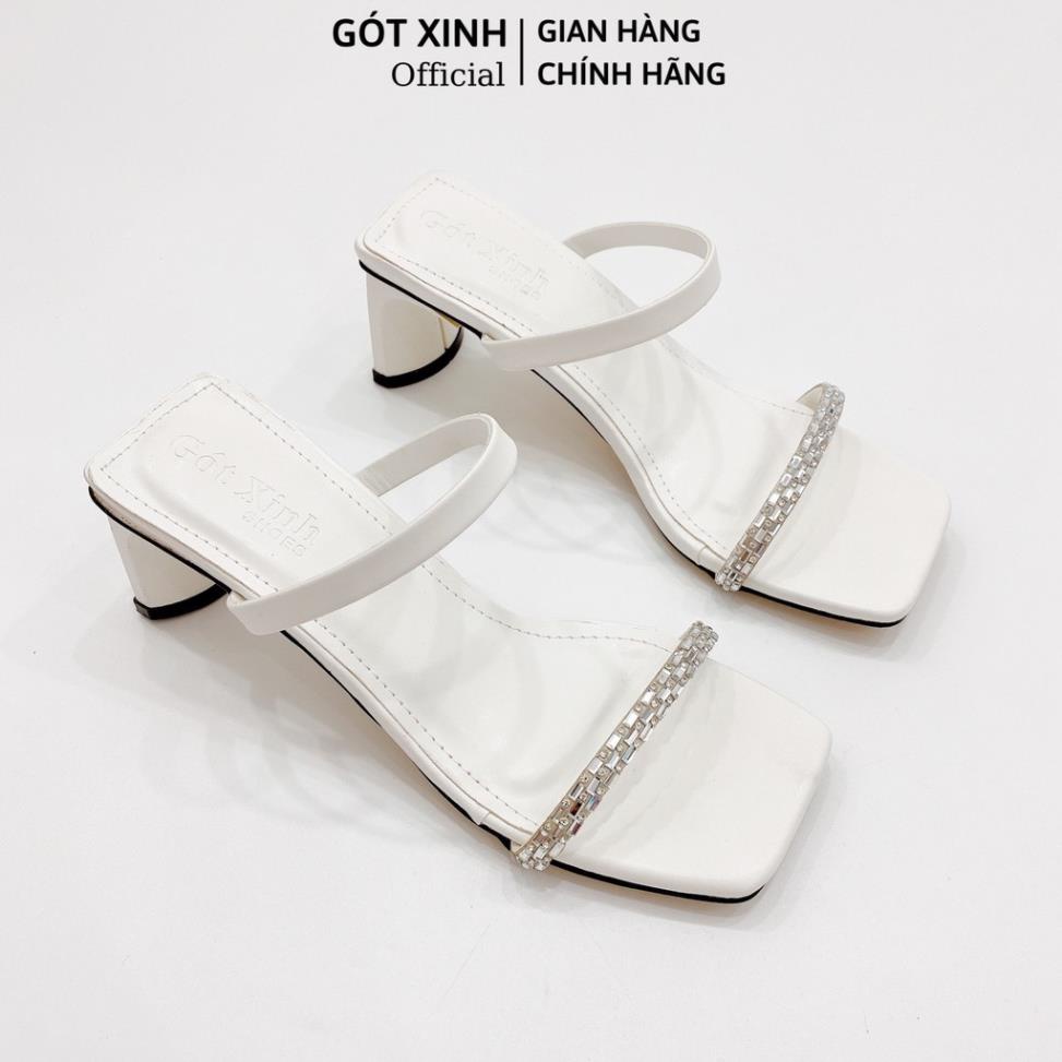 TG Dép cao gót GÓT XINH GX351 quai ngang da lì đế cao 4cm