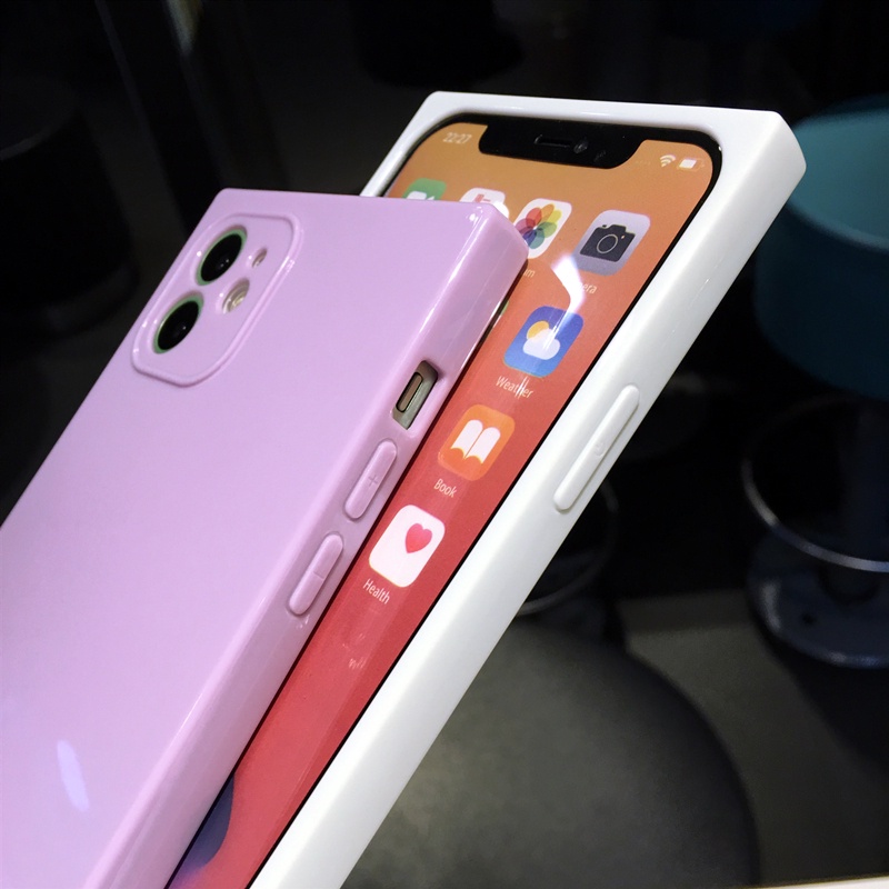 Ốp Điện Thoại Cạnh Vuông Mềm Màu Kẹo Thời Trang Cho Iphone X XR XS 11 12 13 Pro Max