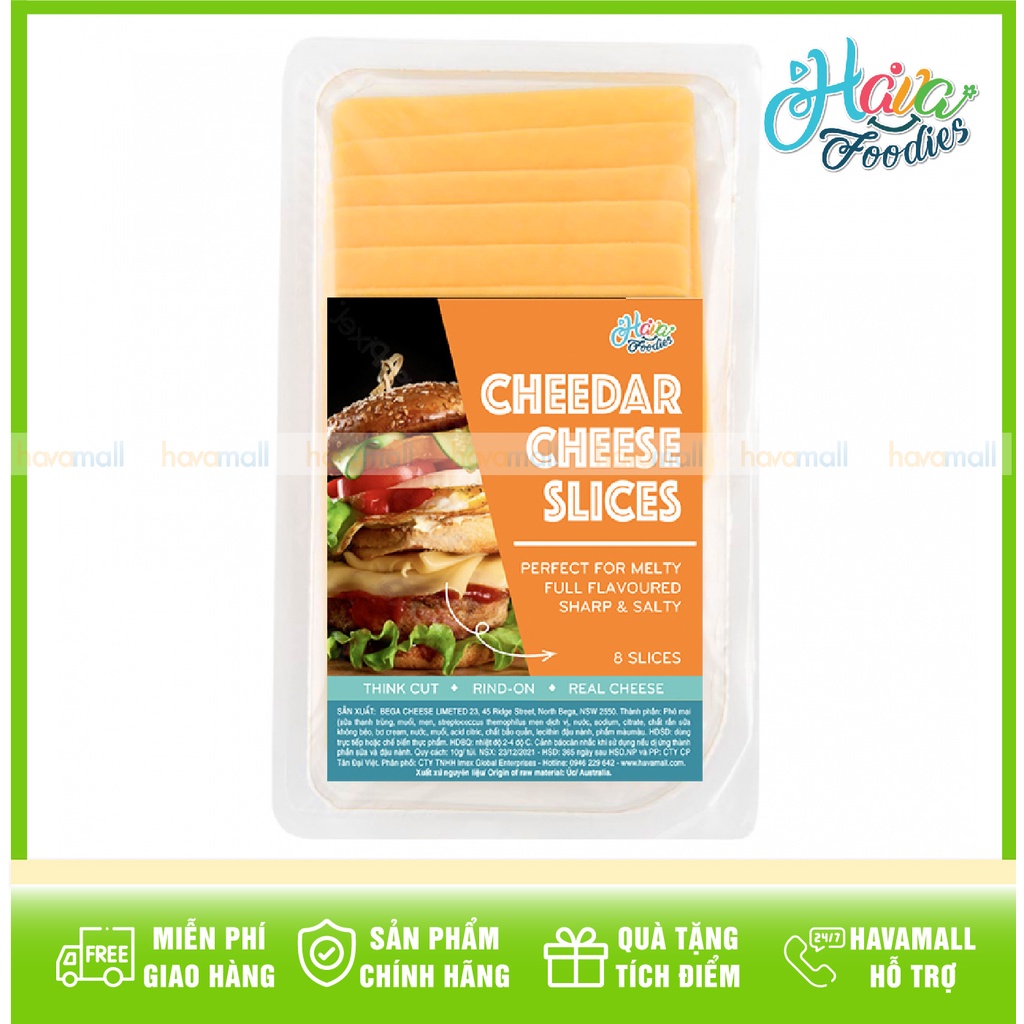 Phô Mai Cheddar Lát Havafoodies 8 Miếng - Cheddar Slices