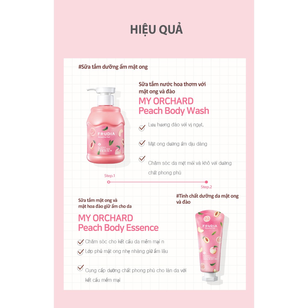 [Tặng 88k] Tinh Dầu Dưỡng Thể Chiết Xuất Từ Trái Đào Frudia My Orchard Peach Body Essence 200ml