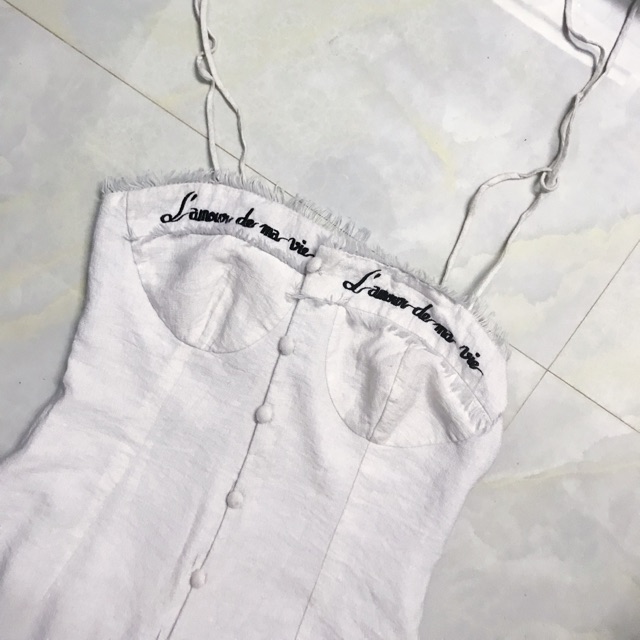 đầm trắng linen size S