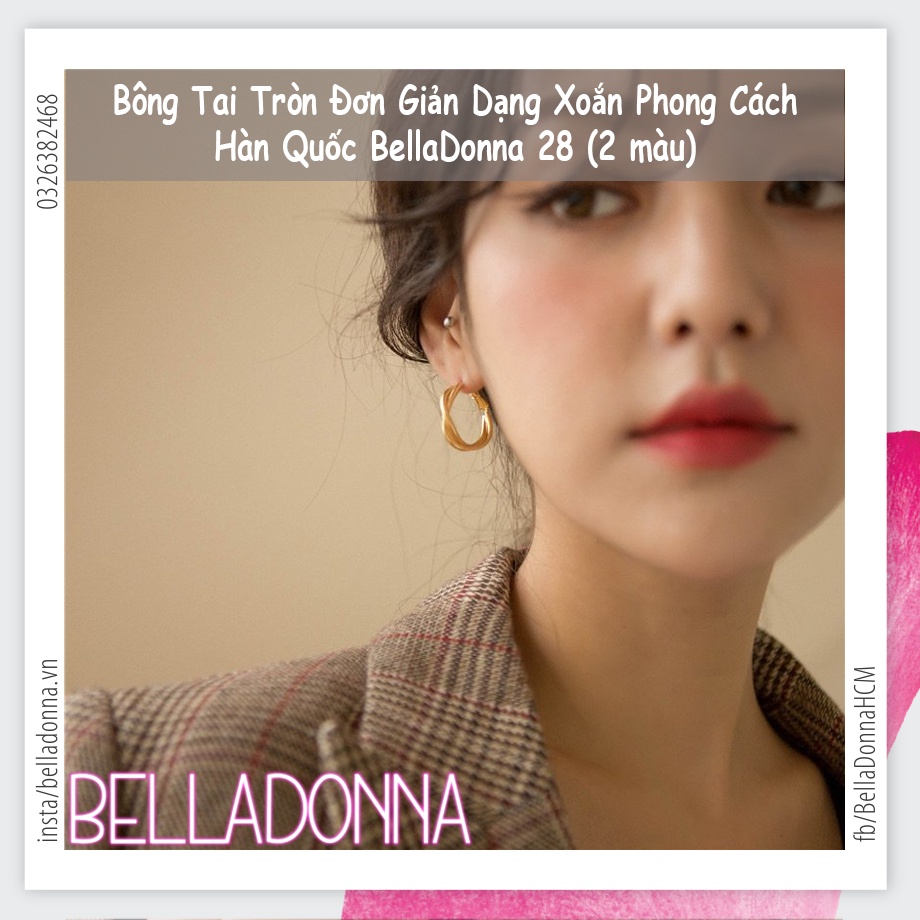  Bông tai tròn đơn giản dạng xoắn phong cách Hàn Quốc BellaDonna  28  