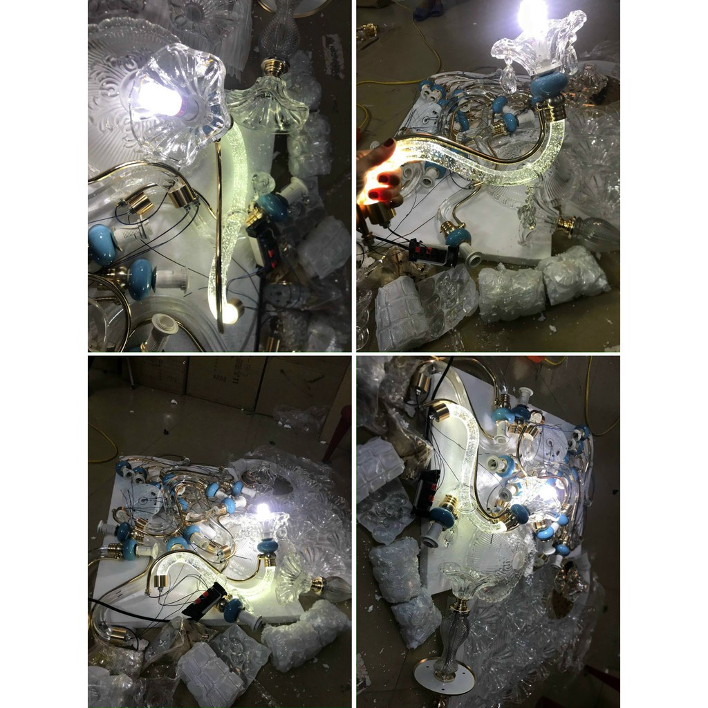 Đèn chùm MONSKY SERA pha lê hiện đại trang trí nội thất sang trọng loại 15 tay - kèm bóng LED chuyên dụng.