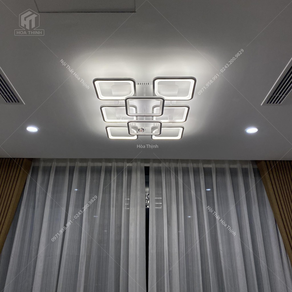 Đèn led ốp trần trang trí - đèn mâm trần trang trí - 8 cánh vuông hiện đại 3 chế độ ánh sáng có điều khiển