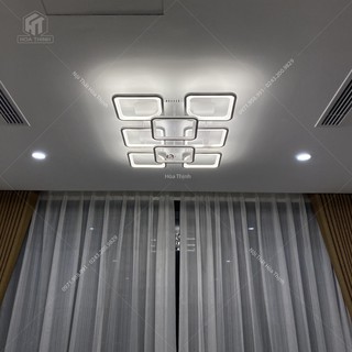Đèn led ốp trần trang trí - đèn mâm trần trang trí - 8 cánh vuông hiện đại 3 chế độ ánh sáng có điều khiển