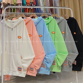 [KN0011]🍭 Áo khoác HOODIE ZIP nỉ da cá mỏng may logo COWBOY tag hồng (Có sẵn/ảnh thật)