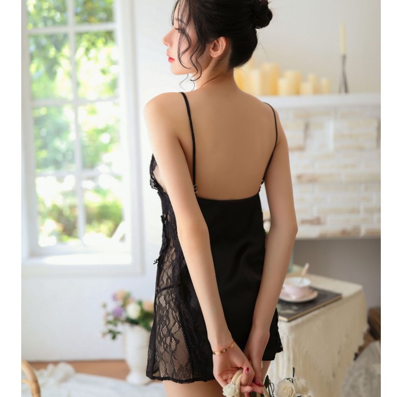 Váy ngủ sexy phi lụa 2 dây đơn giản sang trọng | BigBuy360 - bigbuy360.vn