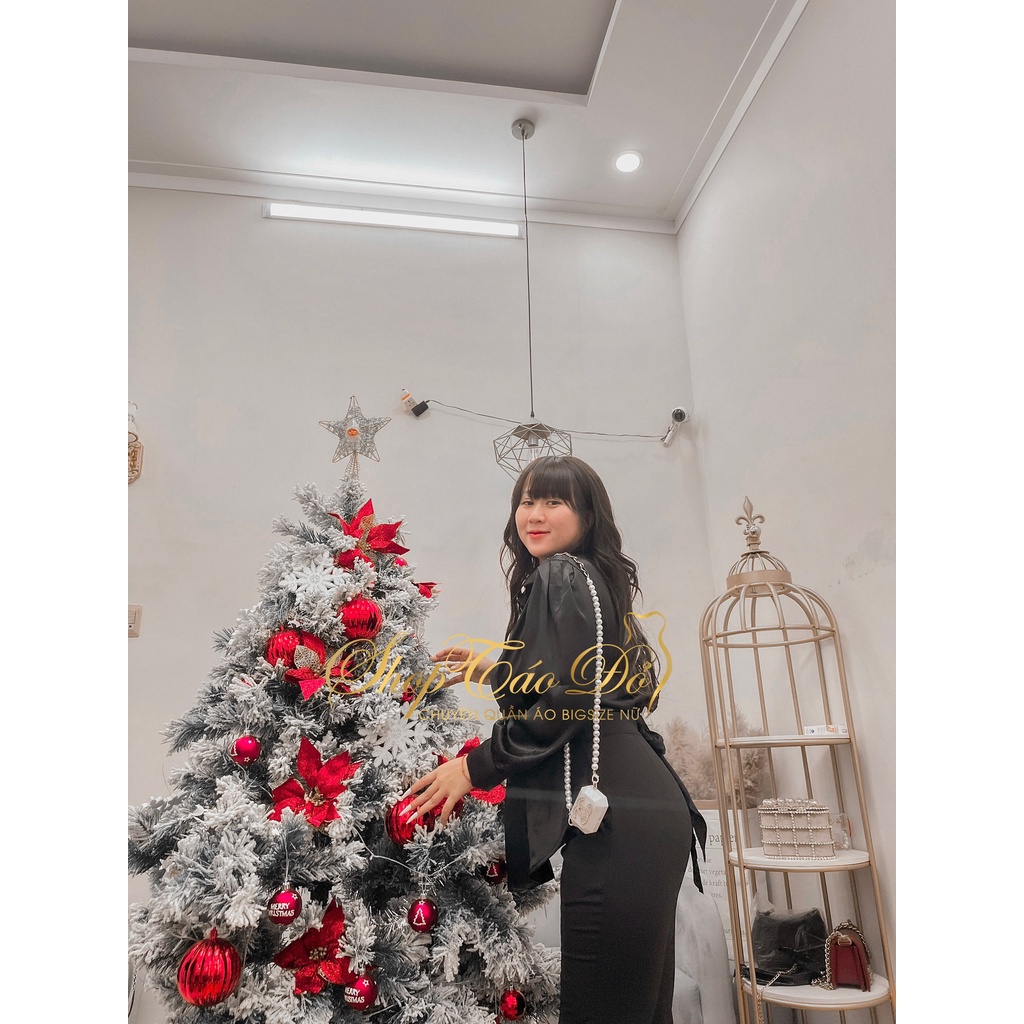 (TÁO ĐỎ BIGSIZE 55-90KG) Siêu phẩm áo sơ mi lụa khuy bọc xẻ tà cột nơ lưng tay dài A28 ( ảnh thật shop chụp 100%)