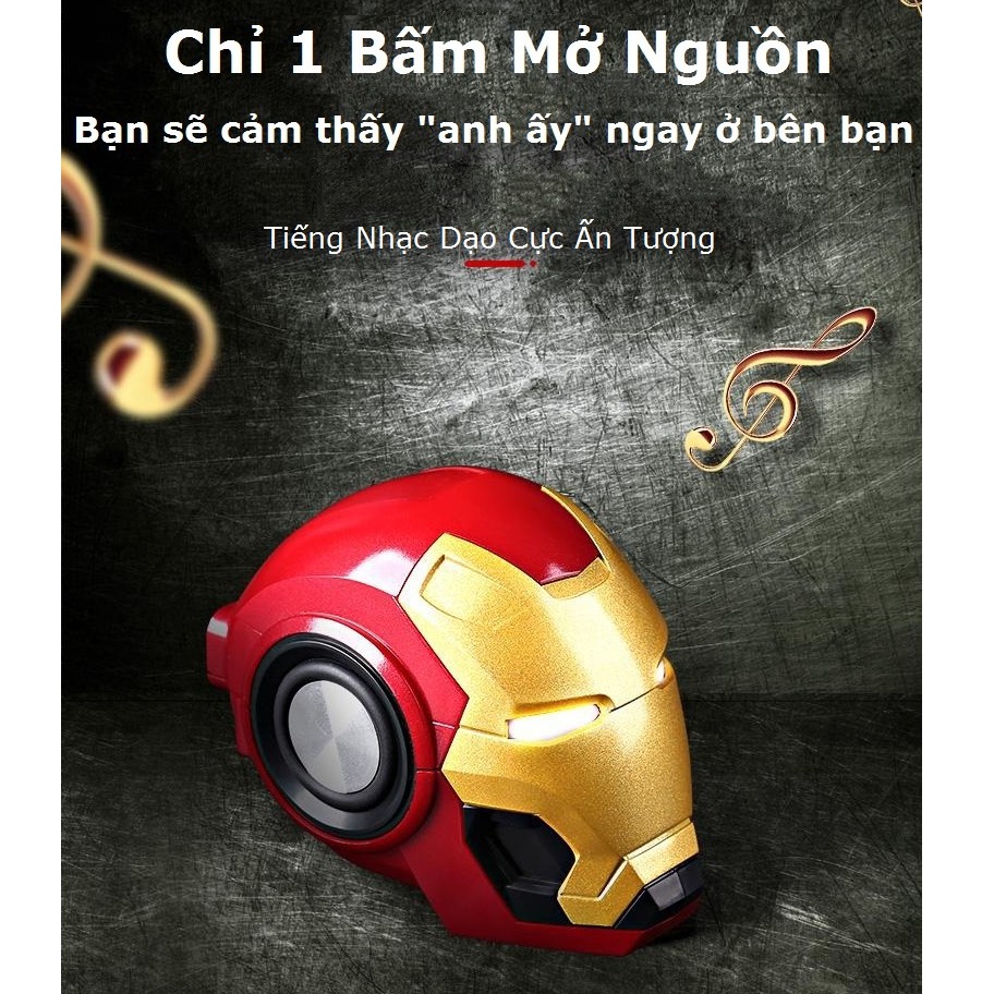 Loa bluetooth cầm tay Ironman nghe nhạc siêu bass , đôi mắt có đèn led hỗ trợ thẻ nhớ và usb