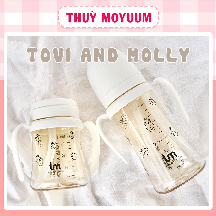 Bình hút Tovi and Molly , Bình hút Thỏ 180ml/280ml Hàn Quốc chính hãng