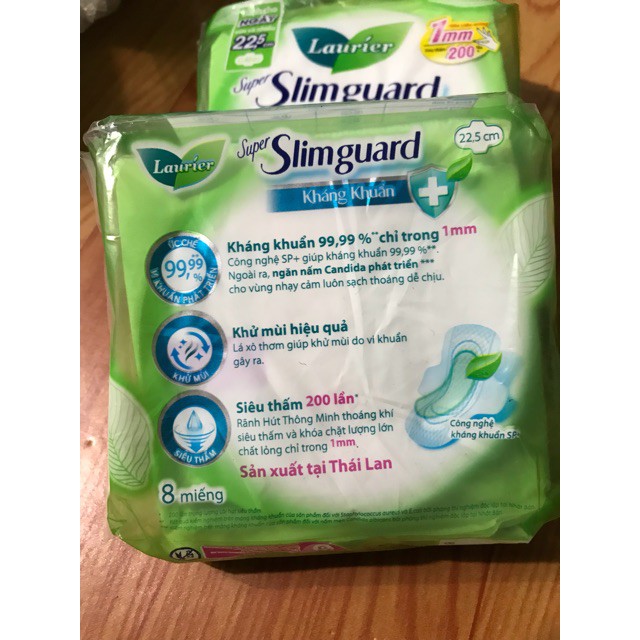 Chính hãng ) Băng vệ sinh cao cấp Laurier shuper slimguard 22,5cm ( có cánh ) 8 miếng