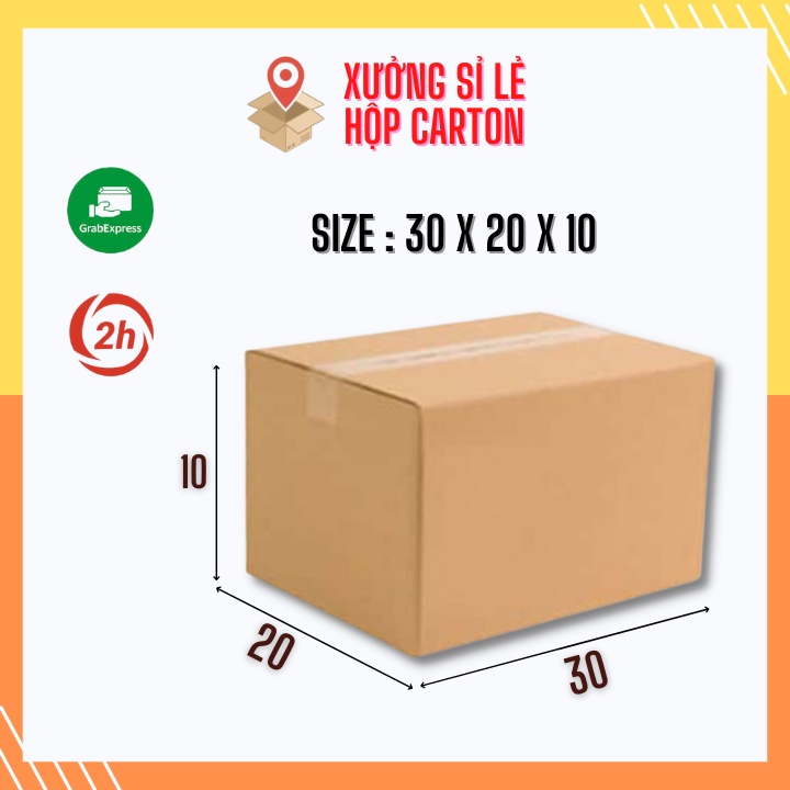 10 hộp carton đóng hàng 30x20x10 SILECARTON thùng giấy gói hàng tiện lợi