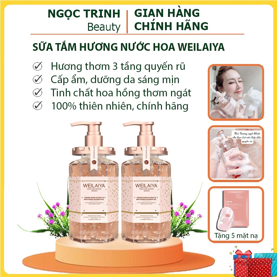 Sữa tắm nước hoa Weilaiya, sữa tắm hương nước hoa, sữa tắm hoa hồng Weilaiya