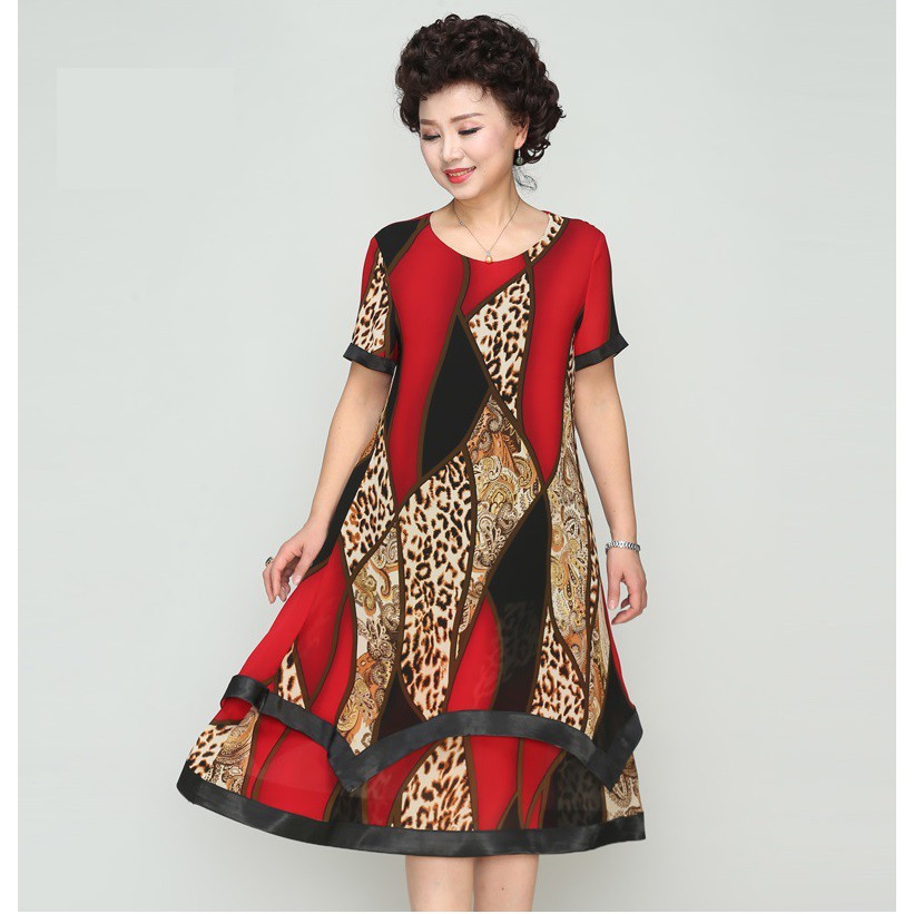[XẢ HÀNG] Đầm trung niên vải Chiffon 2 lớp siêu đẹp
