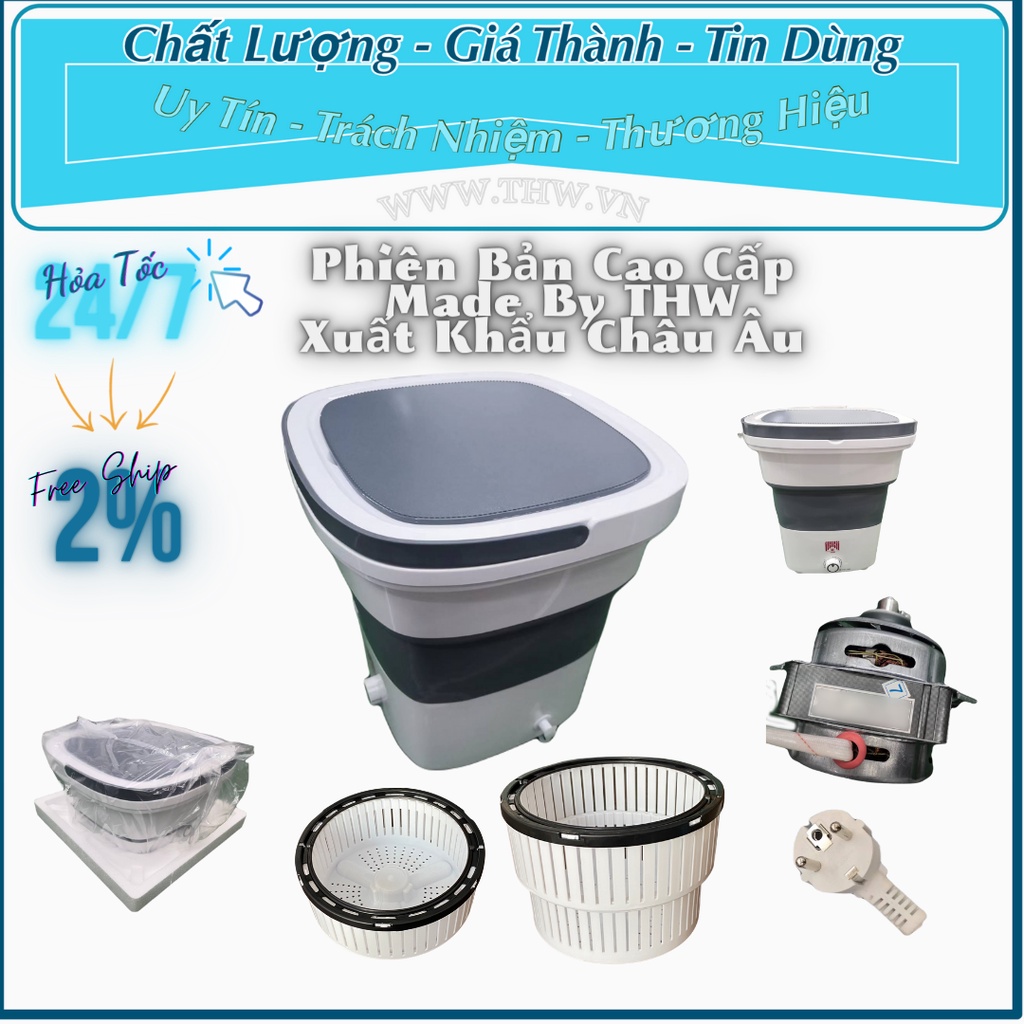 |THW-TPHCM| Máy giặt mini gấp gọn cao cấp bảo hành 2 năm Made By THW xuất khẩu Châu Âu