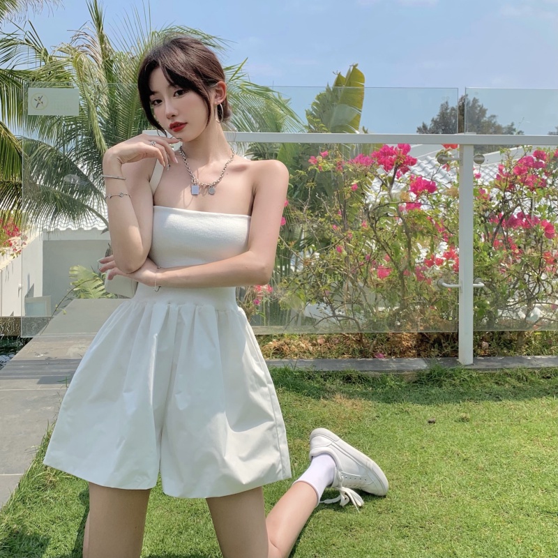 Áo liền quần QADCOL dáng chữ A lưng cao ống rộng thời trang cho nữ