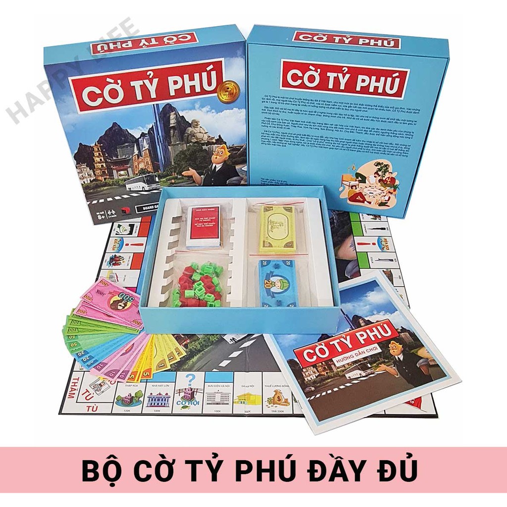 Cờ tỷ phú Monopoly Việt hoá tiếng Việt cỡ lớn giá rẻ, tiền Việt polime trò chơi gia đình học làm giàu