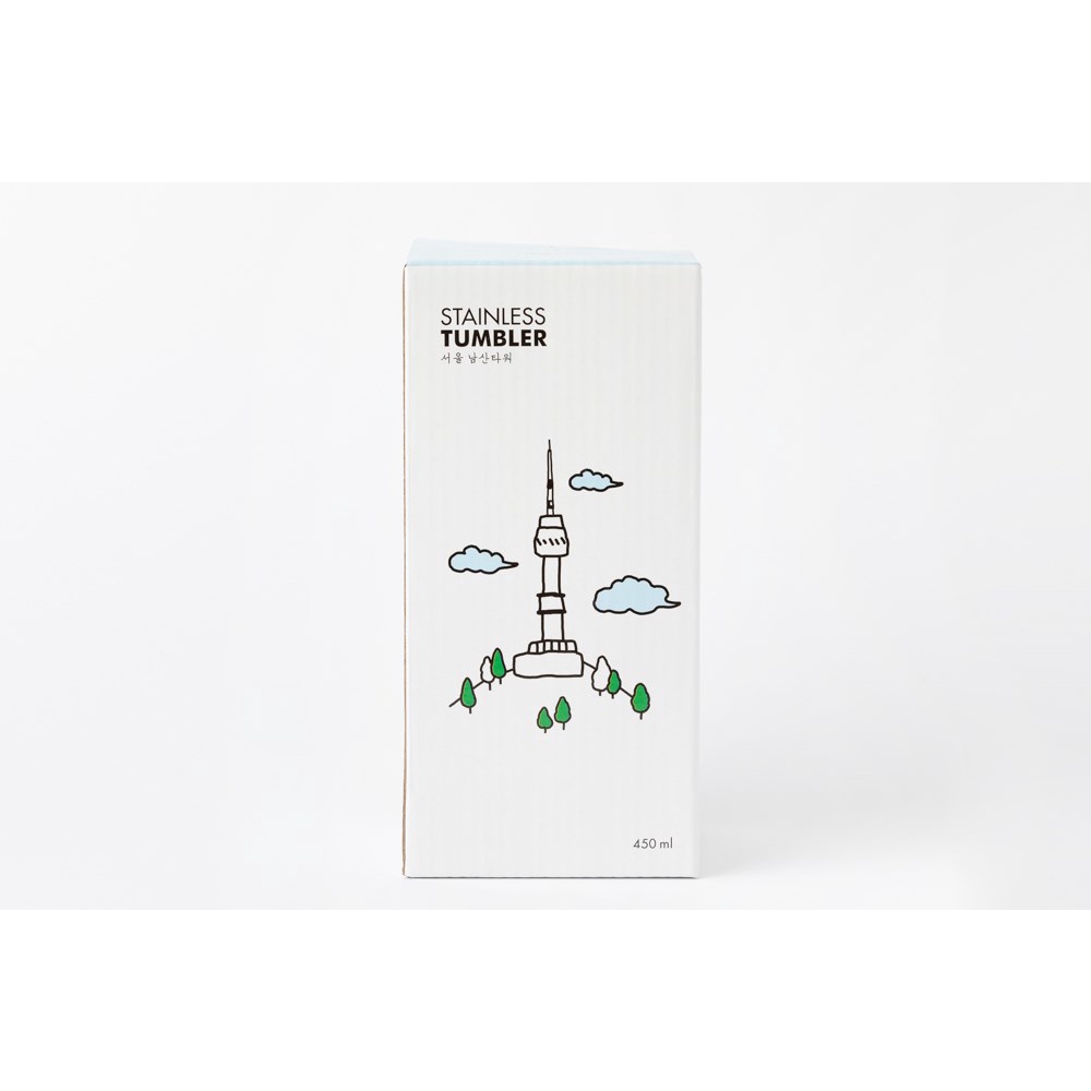 Bình Nước Giữ Nhiệt ARTBOX Hàn Quốc Màu Trắng In Họa Tiết Tòa Tháp Seoul