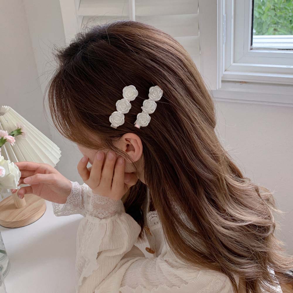 Kẹp tóc hình hoa hồng bằng acrylic phong cách Hàn Quốc thời trang cho nữ
