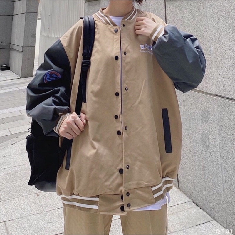 Áo khoác dù BOMBER BADGE form rộng Ulzang màu XANH/ĐEN/TAN 🦋/Nam nữ unisex ❤️ Jaystoree ❤️