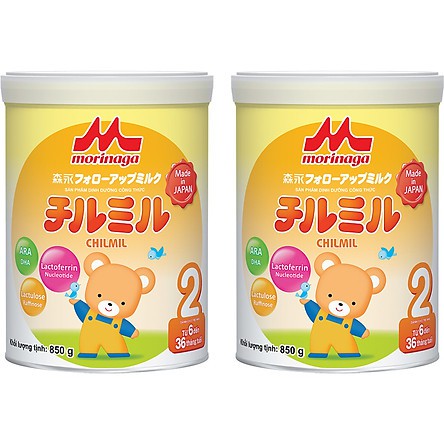 Date 6/2023Combo 2 hộp sữa Morinaga Chimil số 2 - 850g chính hãng Lê Mây